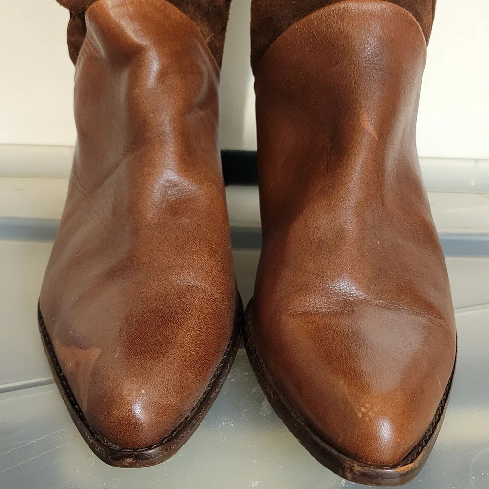 Pazzo Brown Western Leather Boots Size 10 Cowboy Style Pull Distressed Leather - Picture 3 of 9